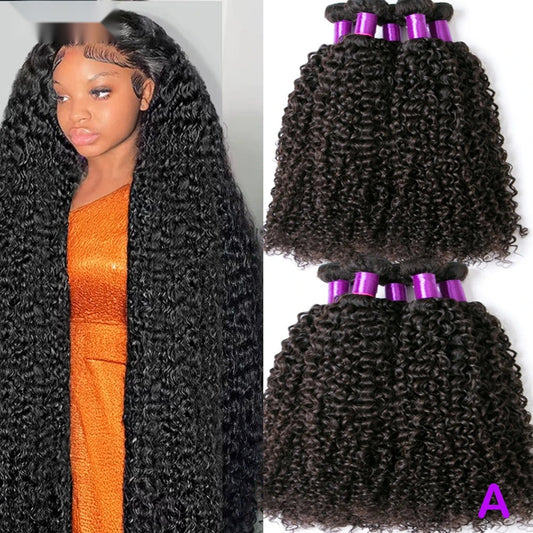 Afro Curly Human Hair Bundles 28-30 Inch - Double Machine Weft