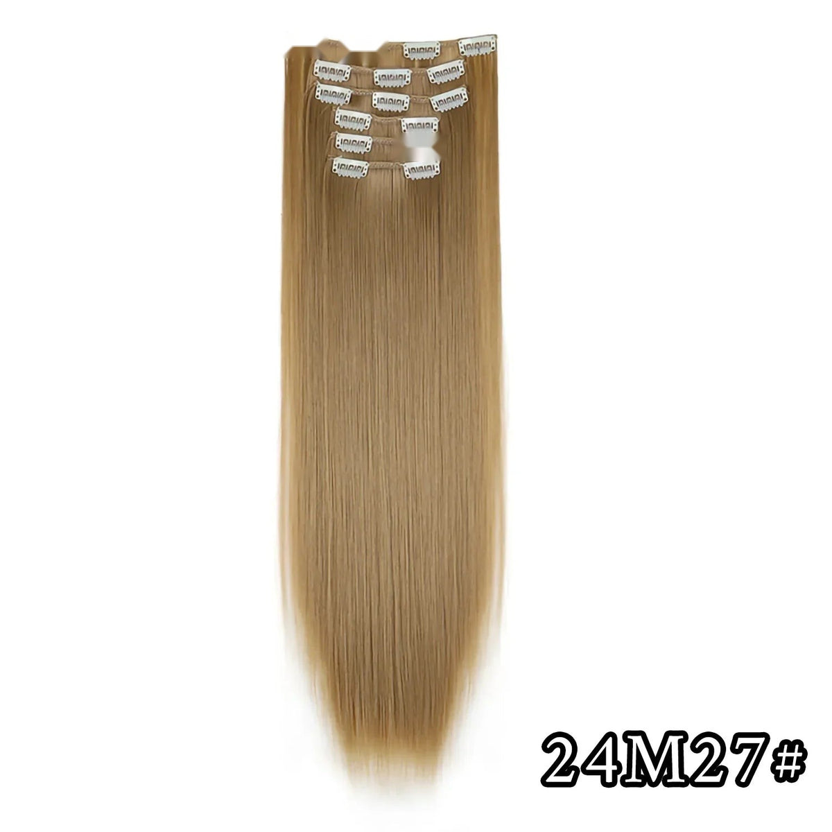 24 Inch Black Ombre Synthetic Clip In Hair Extensions 6 Pcs