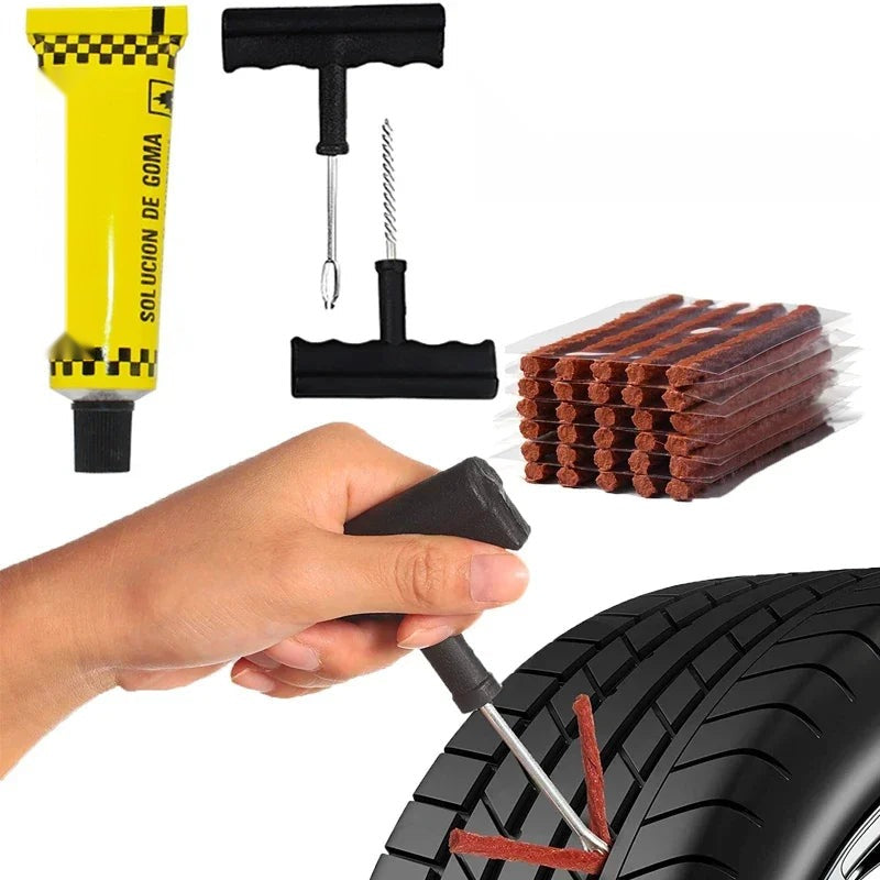 Tubeless Tire Repair Kit - Puncture Plug Tool for Car Motorcycle Bike