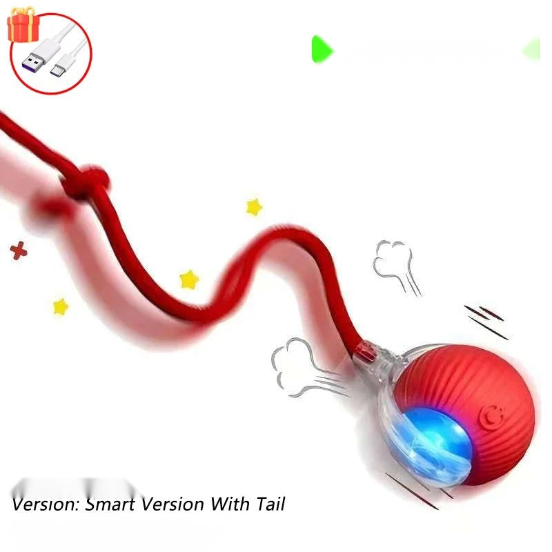 Automatic Rolling Cat Ball Toy with Tail, Rechargeable