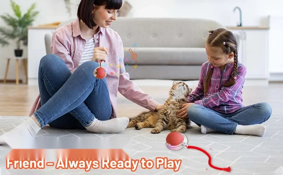 Automatic Rolling Cat Ball Toy with Tail, Rechargeable