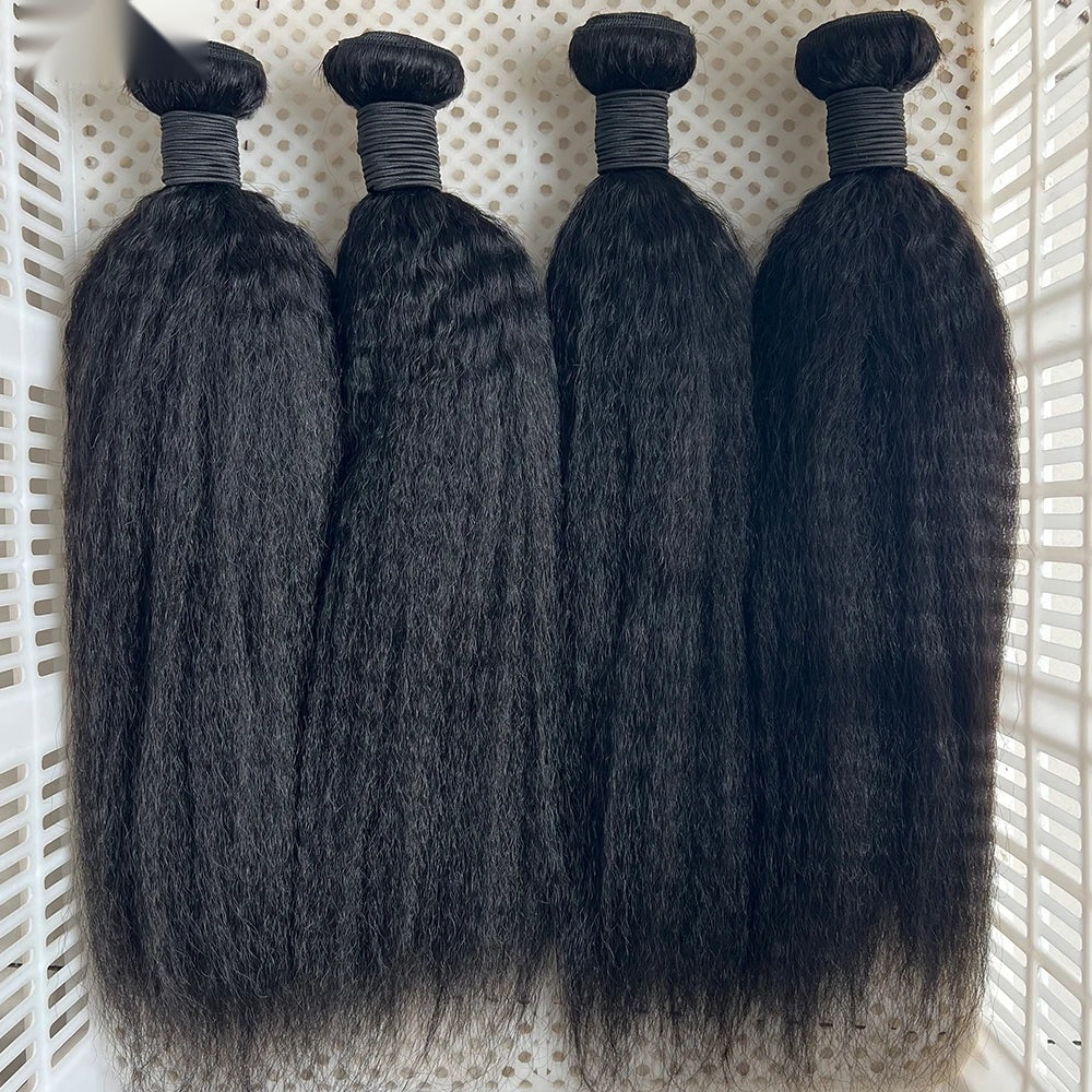 Straight Yaki Human Hair Bundles - Relaxed Texture Extensions