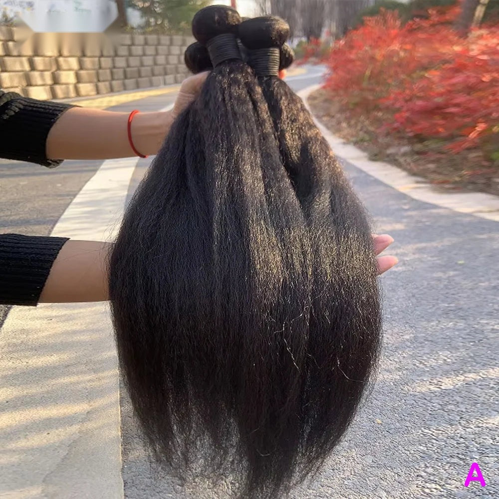 Straight Yaki Human Hair Bundles - Relaxed Texture Extensions