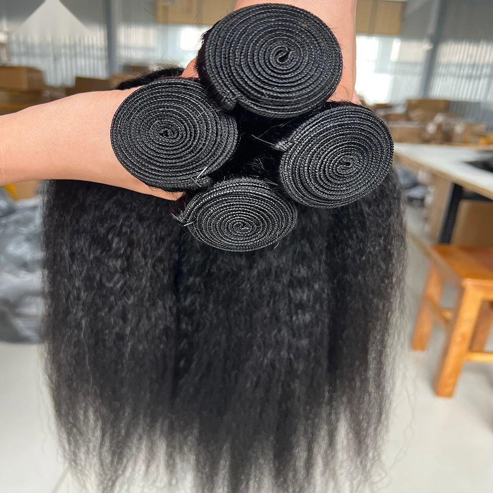 Straight Yaki Human Hair Bundles - Relaxed Texture Extensions