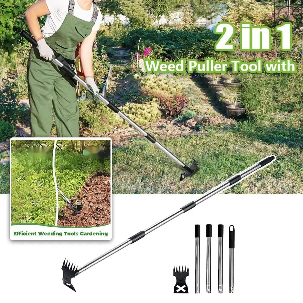 Long-Handle Weed Puller – 2-in-1 Stand-Up Root Remover for No-Bend Lawn Weeding
