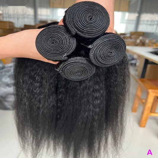 Straight Yaki Human Hair Bundles - Relaxed Texture Extensions