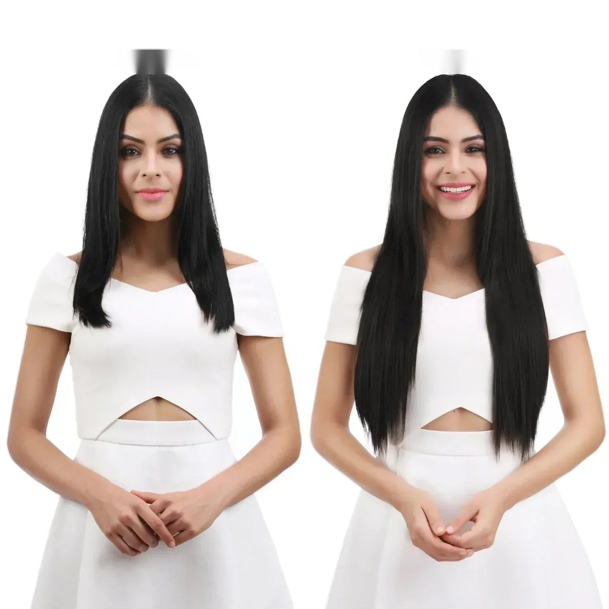 24 Inch Black Ombre Synthetic Clip In Hair Extensions 6 Pcs
