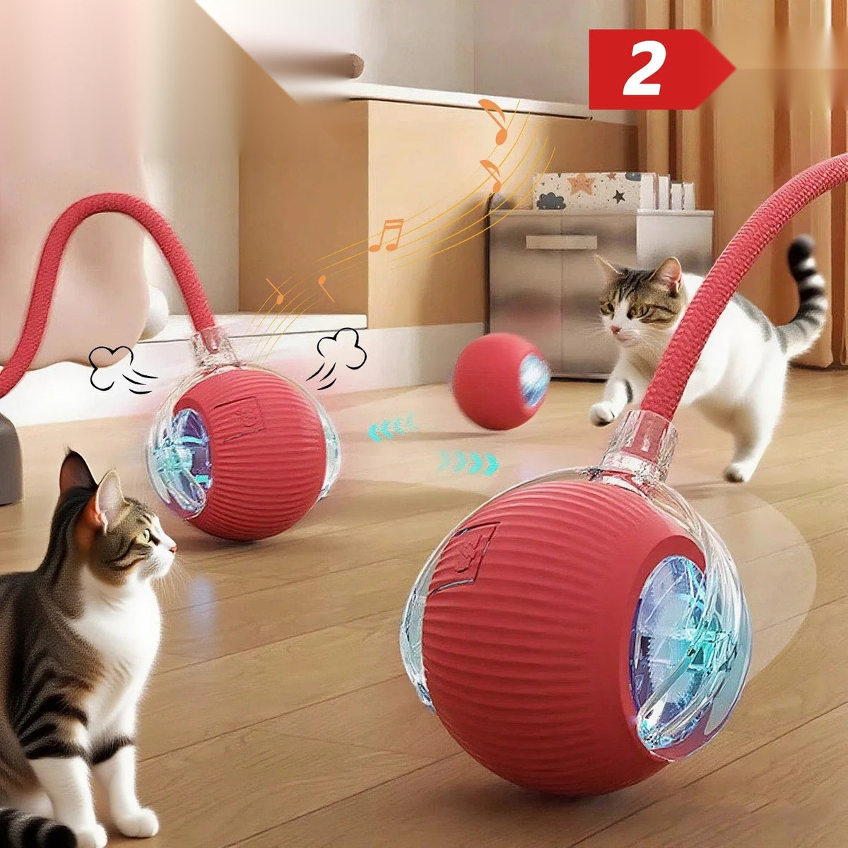 Automatic Rolling Cat Ball Toy with Tail, Rechargeable