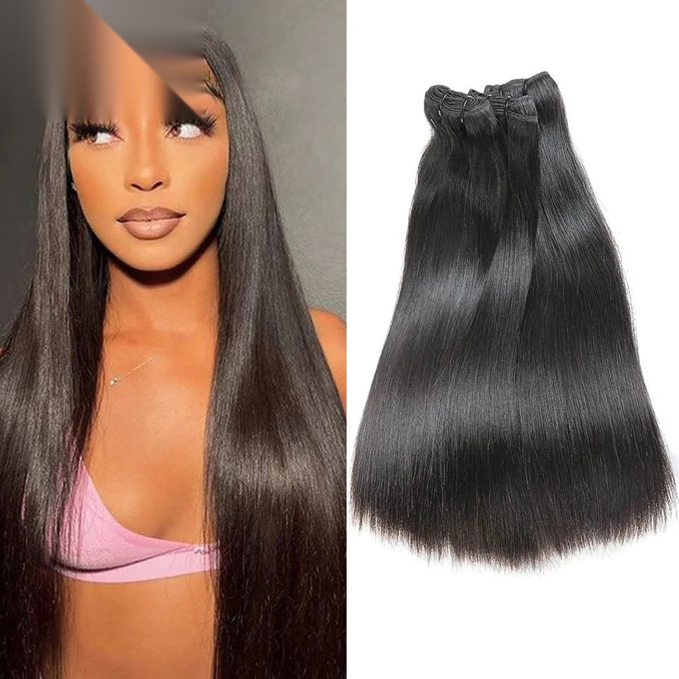 Honey Blonde Straight Human Hair Weave Bundle - Double Drawn