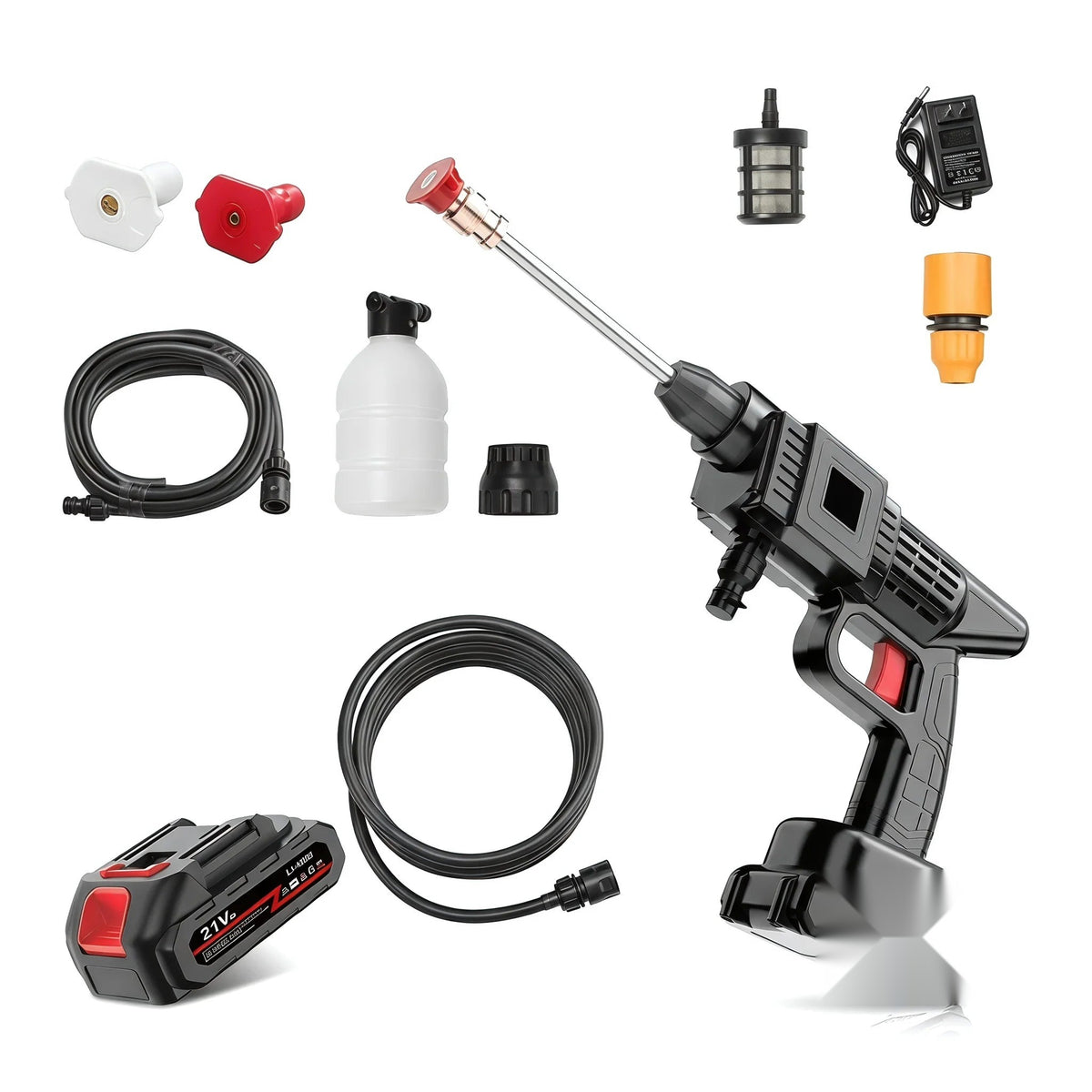 21V Cordless Pressure Washer - 30Bar Portable Car Wash Gun