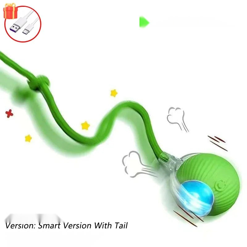 Automatic Rolling Cat Ball Toy with Tail, Rechargeable