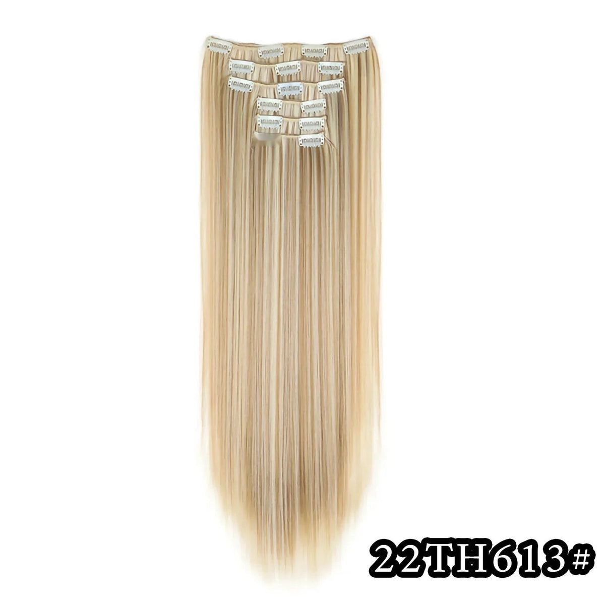 24 Inch Black Ombre Synthetic Clip In Hair Extensions 6 Pcs
