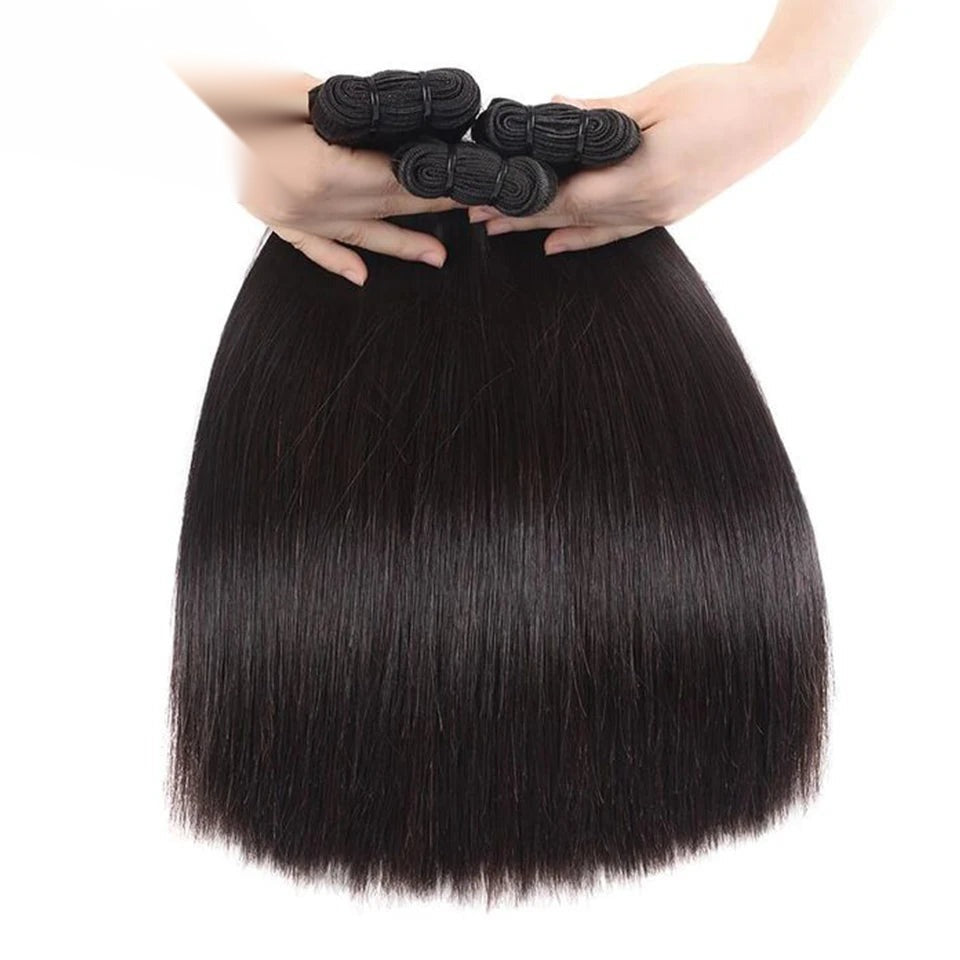 Honey Blonde Straight Human Hair Weave Bundle - Double Drawn