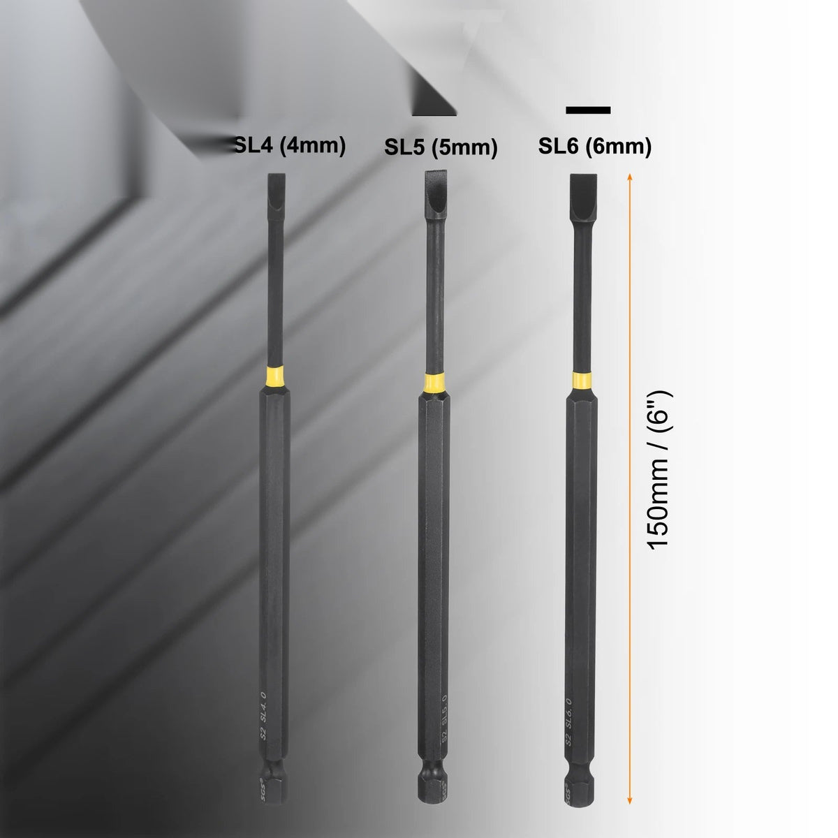 Slotted Impact Screwdriver Bits Set SL3-SL6 | Flat Head Hex