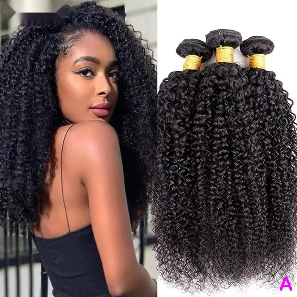 Afro Kinky Curly Human Hair Bundles - Double Weft