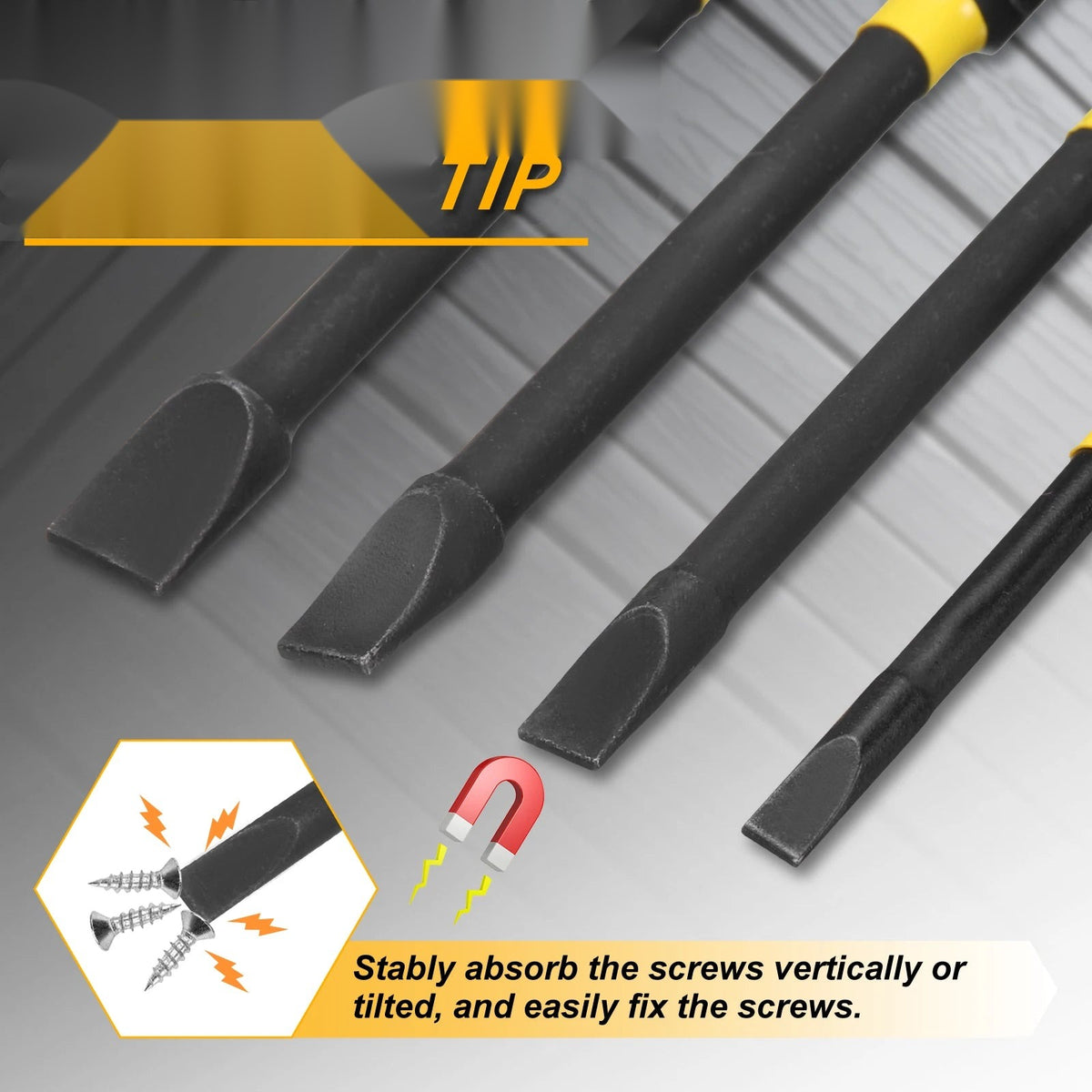 Slotted Impact Screwdriver Bits Set SL3-SL6 | Flat Head Hex