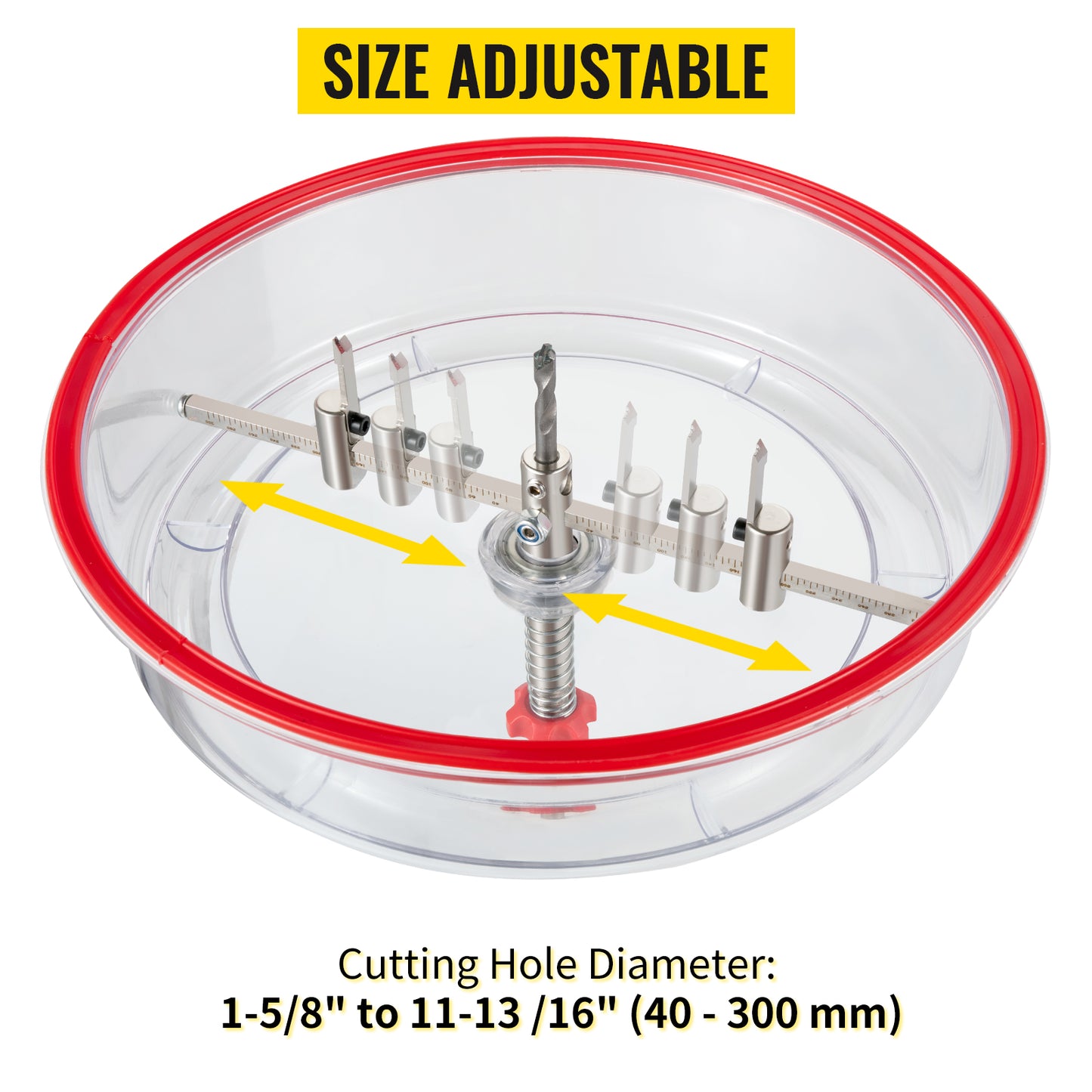 SucceBuy Adjustable Steel Hole Saw Cutter Kit 40-200mm w/ Shield Hole Cutter Drill Bit DIY Tool Sheetrock Veneer Slate