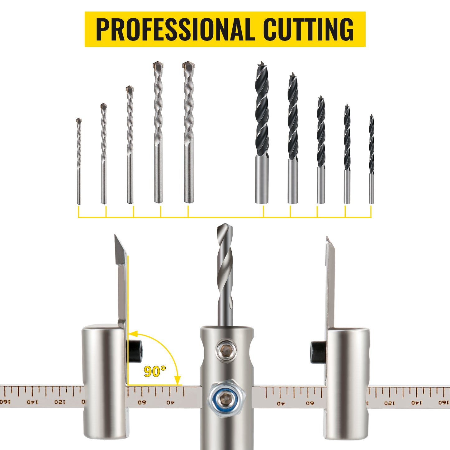 SucceBuy Adjustable Steel Hole Saw Cutter Kit 40-200mm w/ Shield Hole Cutter Drill Bit DIY Tool Sheetrock Veneer Slate