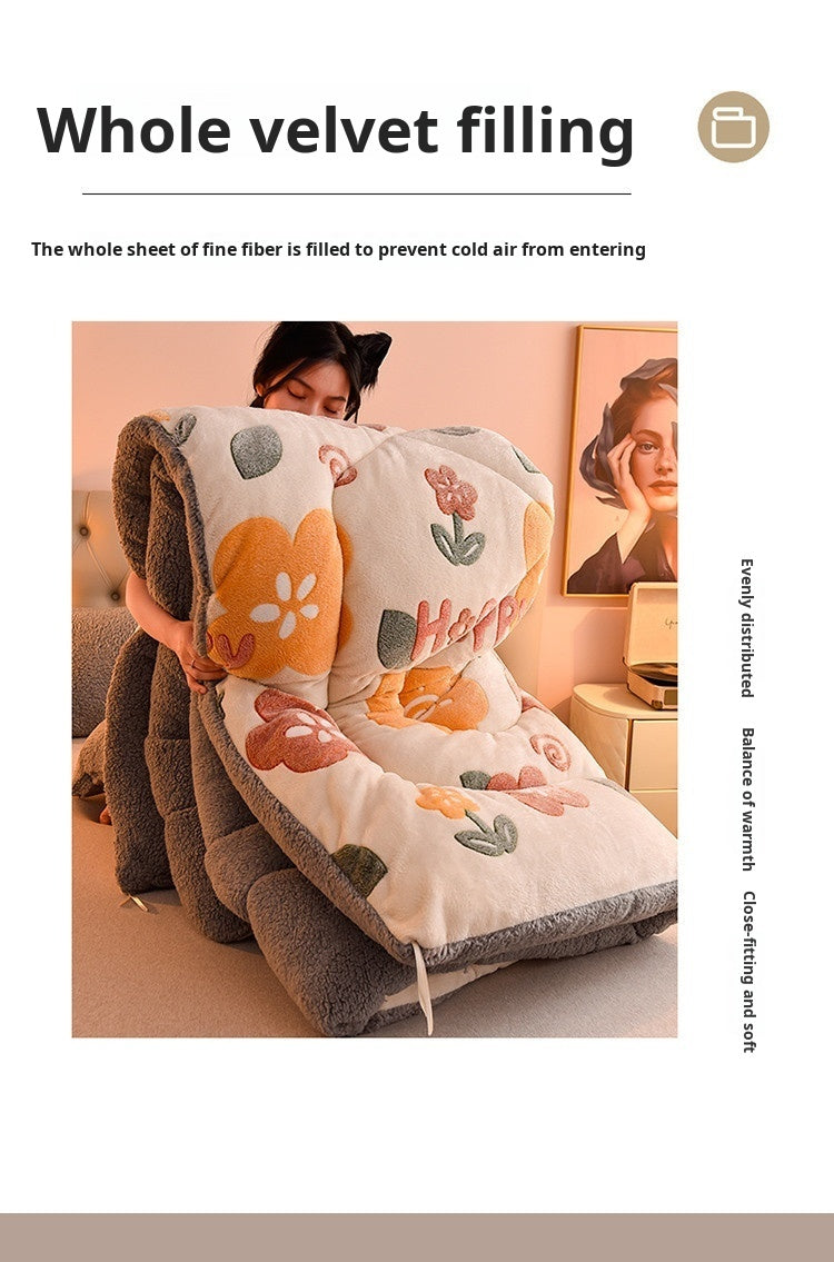 Lamb Fleece Winter Quilt, Double-Sided Velvet Comforter