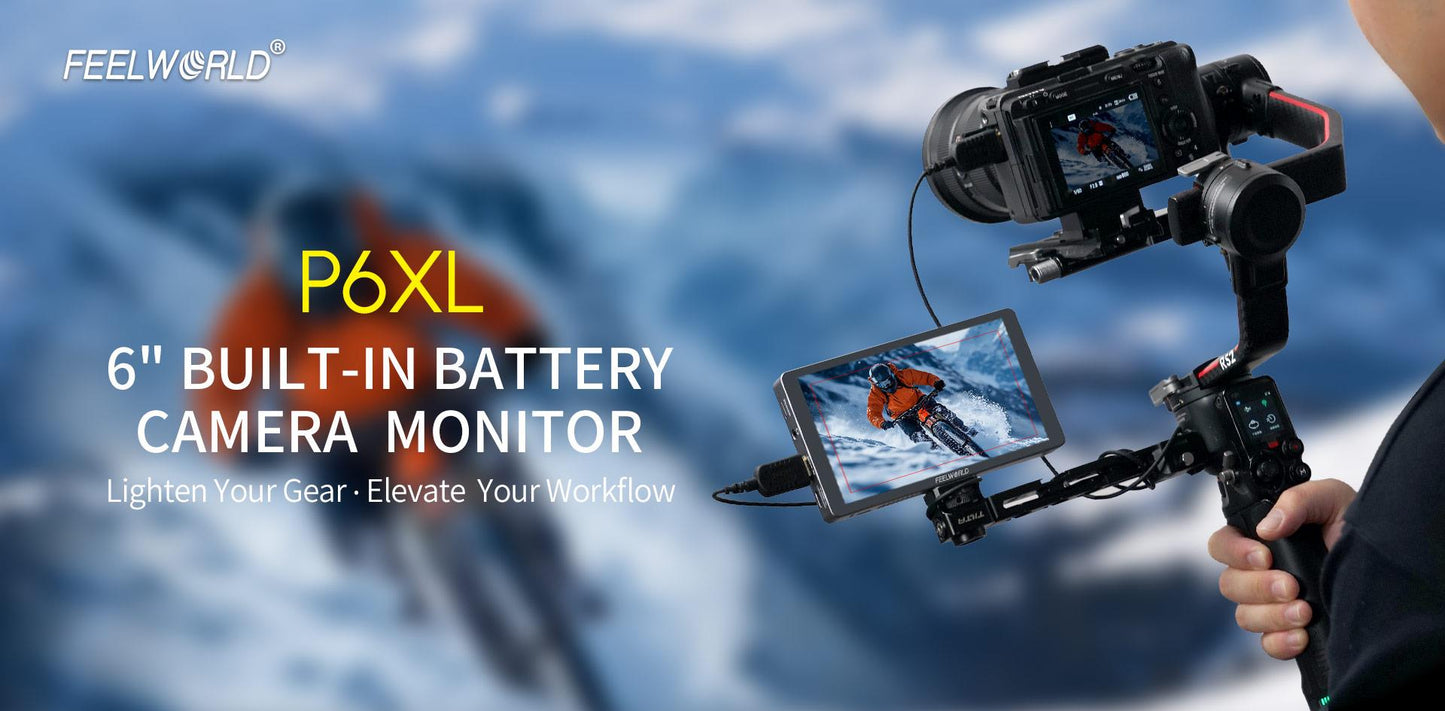 FEELWORLD P6XL 6-inch Camera Field Monitor Aluminum Case Built in Battery 4K HDMI High Brightness 1200nit