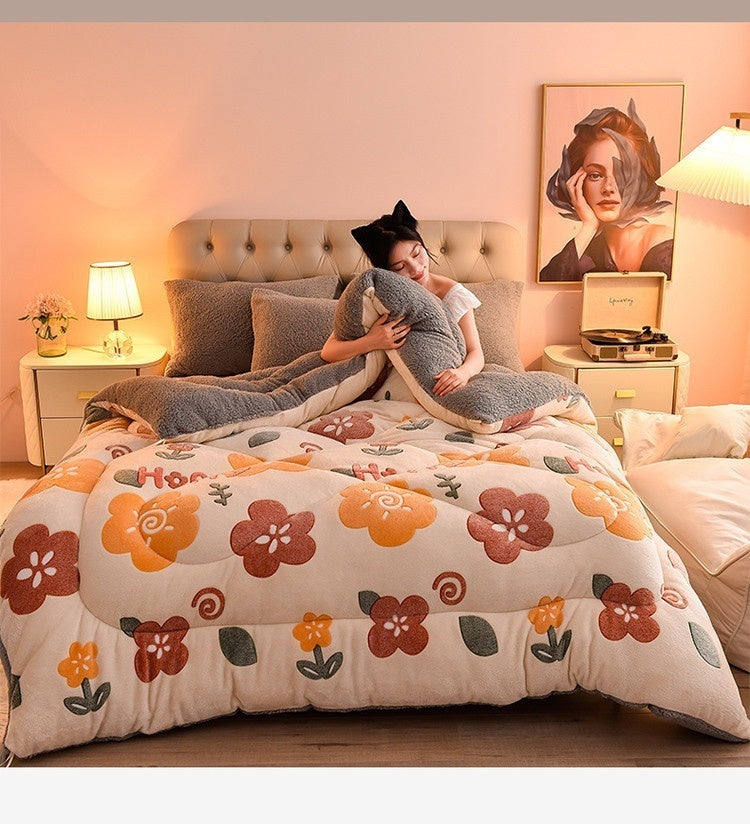 Lamb Fleece Winter Quilt, Double-Sided Velvet Comforter
