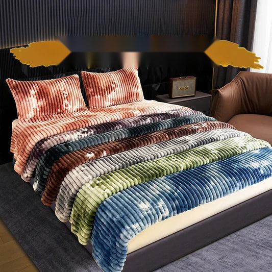 Tie-Dye Flannel Fleece Throw Blanket, Soft Warm Plaid
