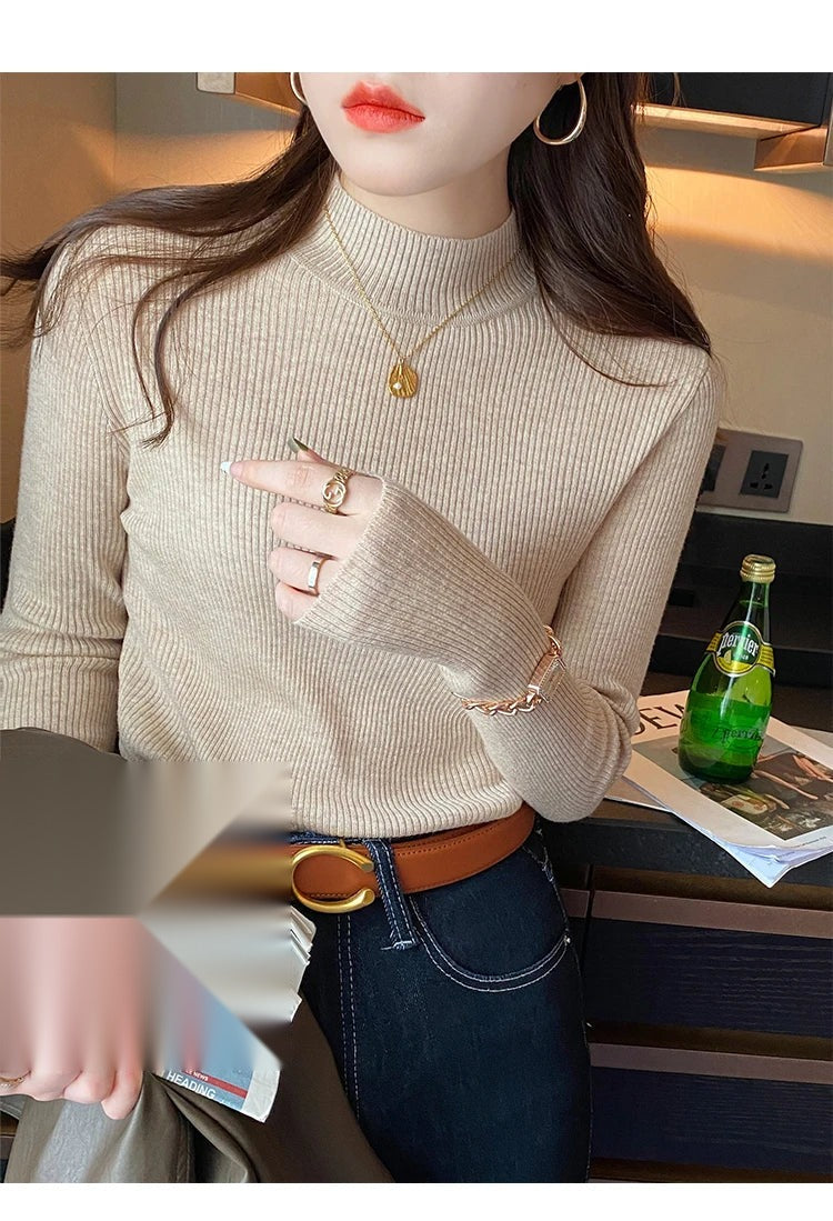 Women's Mock Neck Knit Sweater, Slim Basic Pullover
