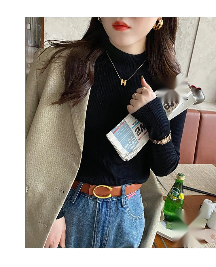 Women's Mock Neck Knit Sweater, Slim Basic Pullover