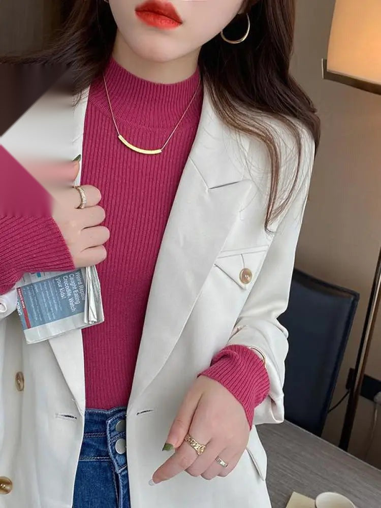 Women's Mock Neck Knit Sweater, Slim Basic Pullover