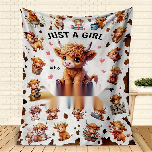 Highland Cow Flannel Throw Blanket
