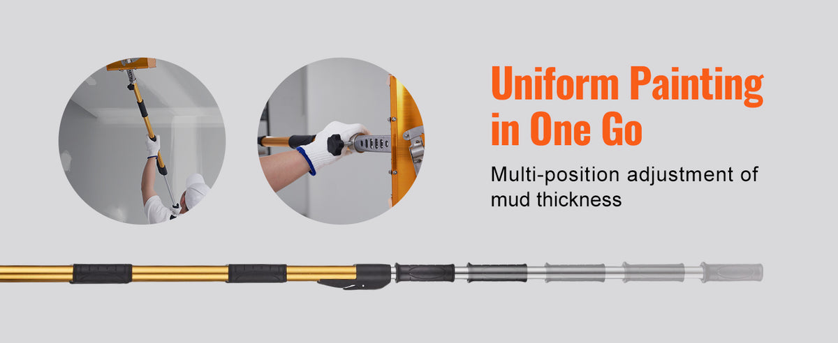 Drywall Flat Box Handle 40-64in, Adjustable Aluminium 5-Section