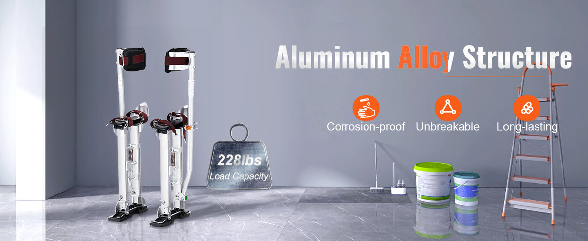 Adjustable Drywall Stilts with Knee Pads, Non-Slip 18-36in