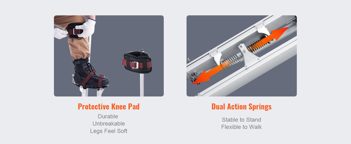 Adjustable Drywall Stilts with Knee Pads, Non-Slip 18-36in