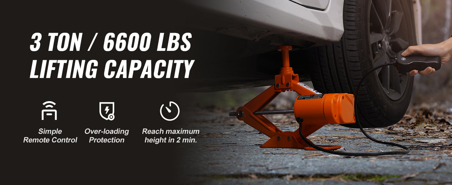 Electric Car Jack 3/5 Ton 12V – Scissor & Hydraulic Jack with Tire Inflator for Truck & SUV