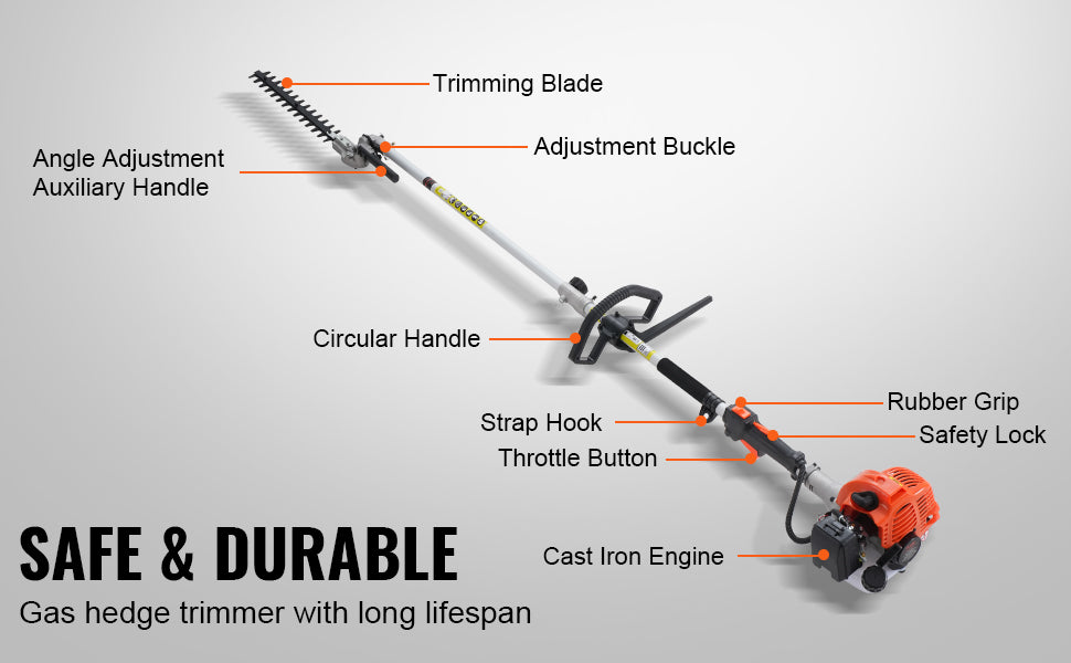 SucceBuy 52CC 6-in-1 Gas Multi-Tool — Hedge Trimmer & Brush Cutter