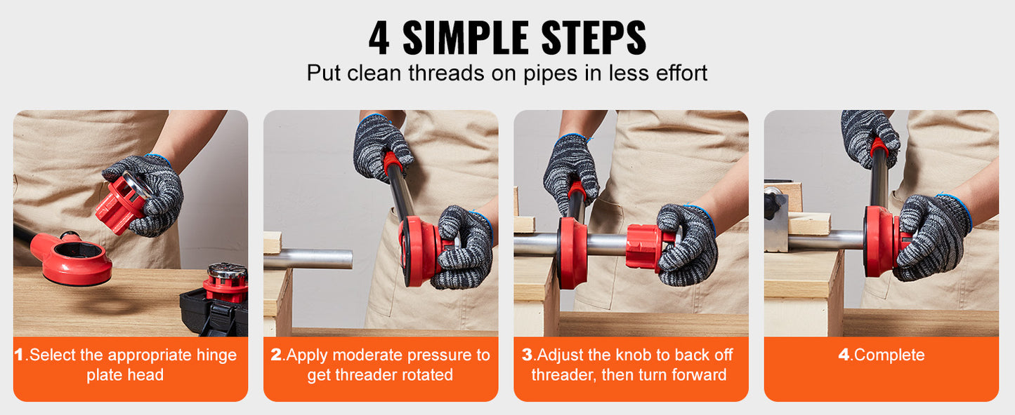 SucceBuy Manual Pipe Threader Ratchet Tool Portable Pipe Threading Set w/ 6PCS NPT Dies for Galvanized Aluminum Iron Copper Pipe