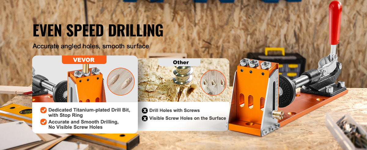 30 Pc Pocket Hole Jig Kit with Step Drill, Wrench & Stop Rings