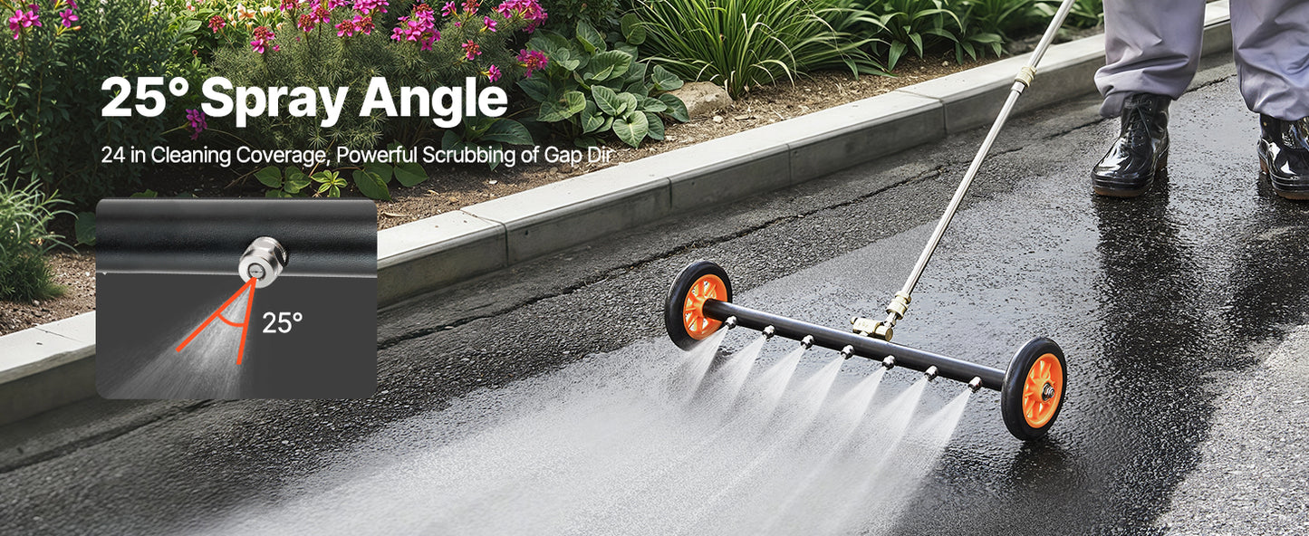 SucceBuy 16/24" Pressure Washer Undercarriage Cleaner Steel Surface Cleaner for Pressure Washer 4000 Max PSI for Driveway