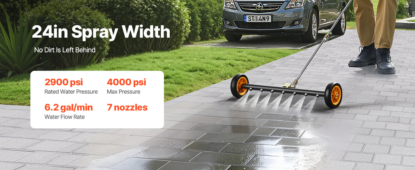 SucceBuy 16/24" Pressure Washer Undercarriage Cleaner Steel Surface Cleaner for Pressure Washer 4000 Max PSI for Driveway