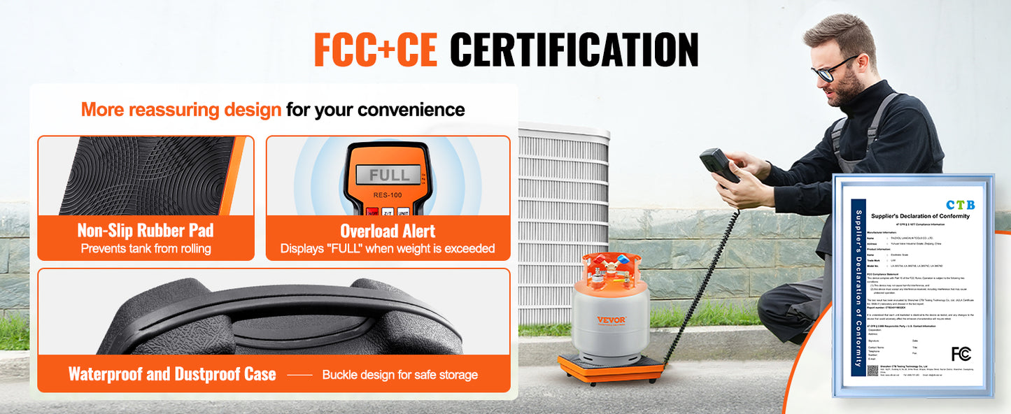SucceBuy Refrigerant Scale 110/220 LBS HAVC Charging Recovery Freon Scale with Wired Remote Control 2/5g  Precision Electronic