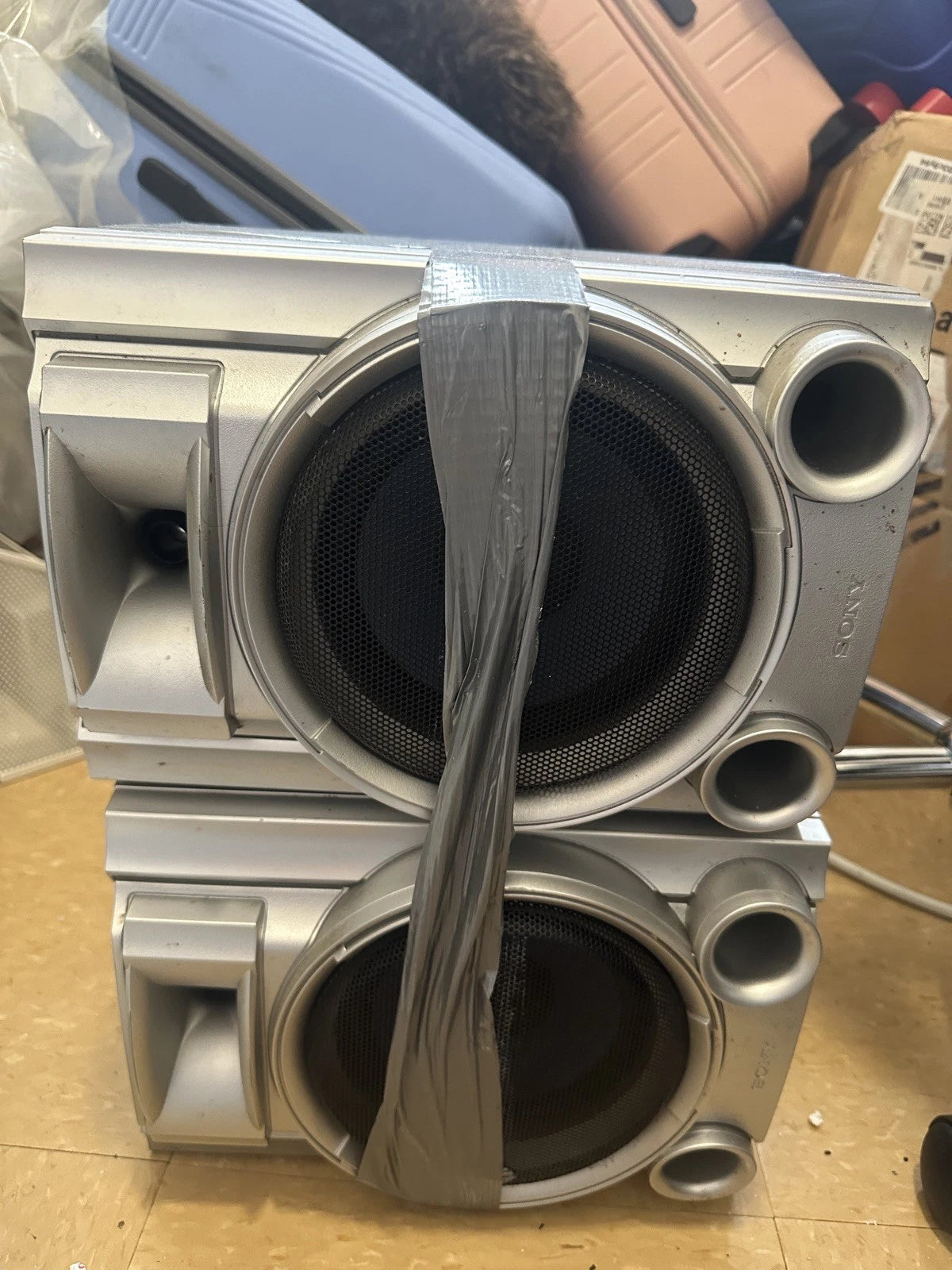 pre-owned Sony SS-EC55S Mini HiFi Compact Wired Bookshelf Speakers Pair 6 Ohms In Silver