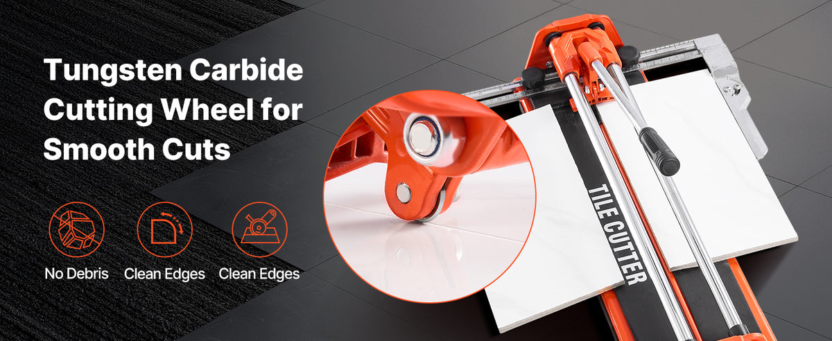 17in Manual Tile Cutter, Double Rail Tungsten Carbide Wheel