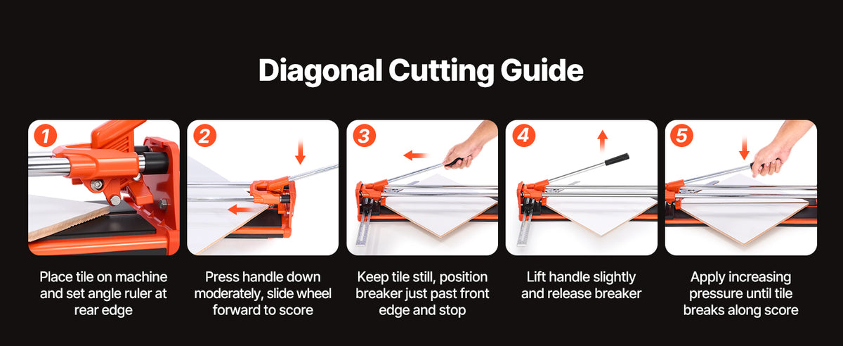 17in Manual Tile Cutter, Double Rail Tungsten Carbide Wheel