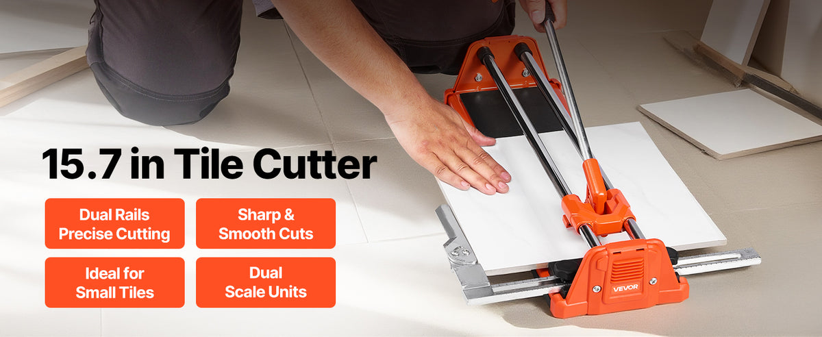 17in Manual Tile Cutter, Double Rail Tungsten Carbide Wheel