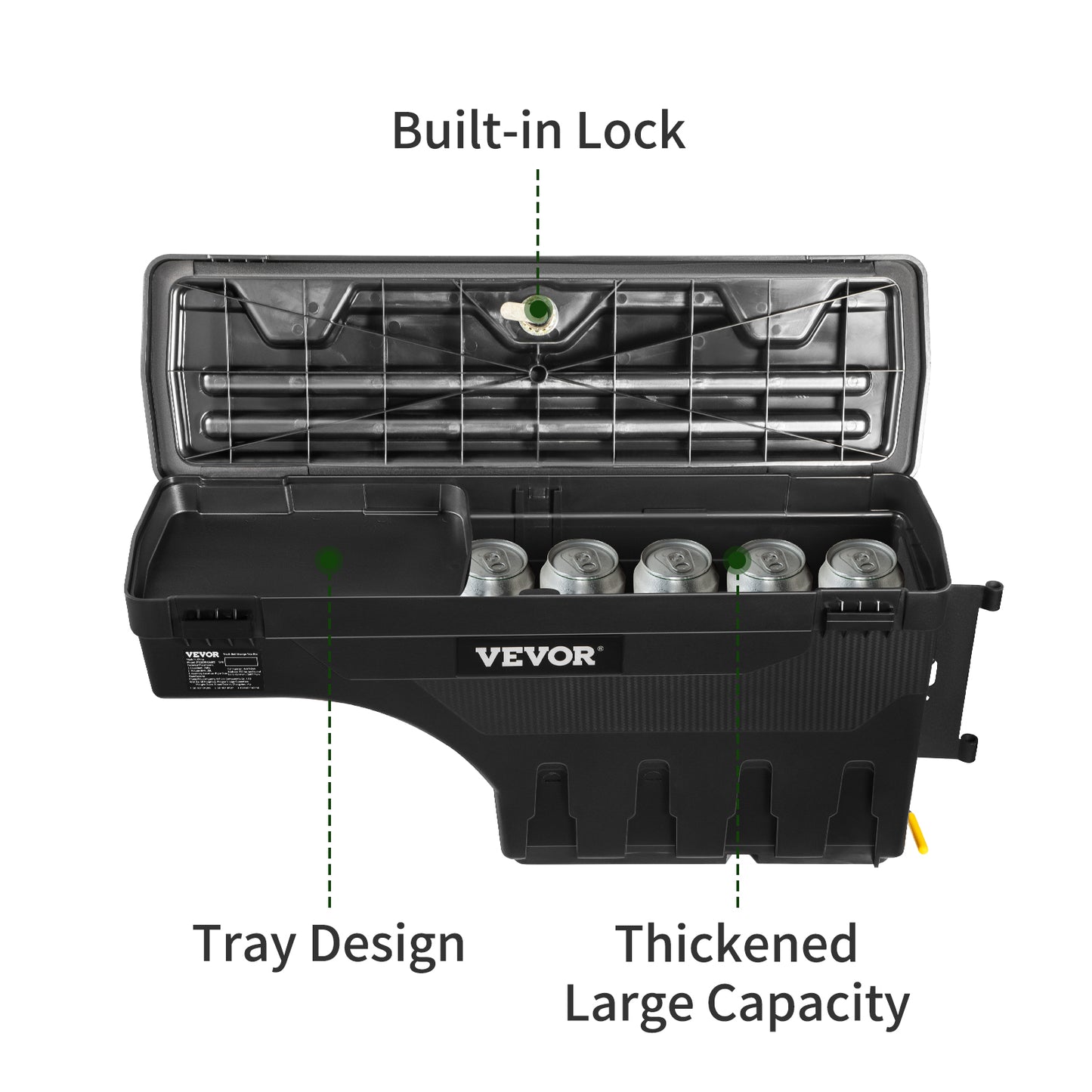 Lockable Wheel-Well Truck Bed Storage Box, Waterproof — Fits Silverado, Sierra & Full-Size Pickups