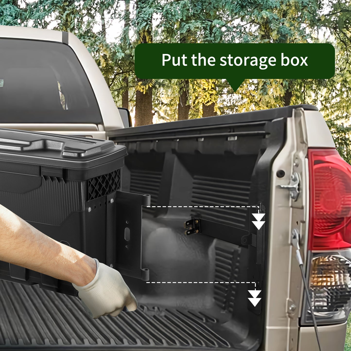 Lockable Wheel-Well Truck Bed Storage Box, Waterproof — Fits Silverado, Sierra & Full-Size Pickups