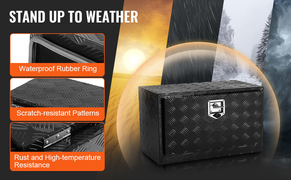 SucceBuy Underbody Truck Box Pickup Storage Box Heavy Duty Diamond Plate Tool Box with Lock&Keys Waterproof Trailer Storage Box