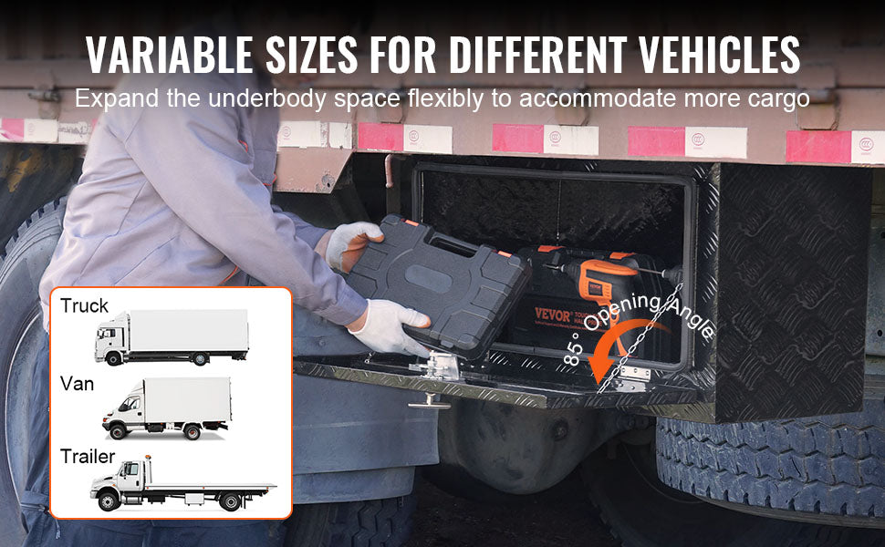 SucceBuy Underbody Truck Box Pickup Storage Box Heavy Duty Diamond Plate Tool Box with Lock&Keys Waterproof Trailer Storage Box