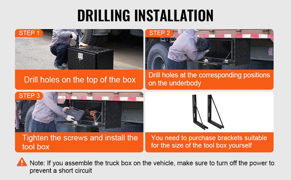 SucceBuy Underbody Truck Box Pickup Storage Box Heavy Duty Diamond Plate Tool Box with Lock&Keys Waterproof Trailer Storage Box