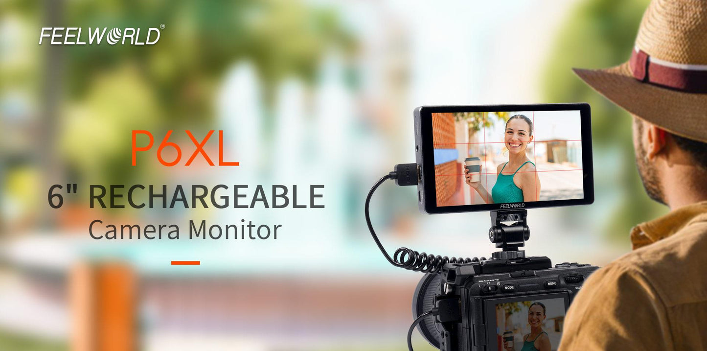 FEELWORLD P6XL 6-inch Camera Field Monitor Aluminum Case Built in Battery 4K HDMI High Brightness 1200nit
